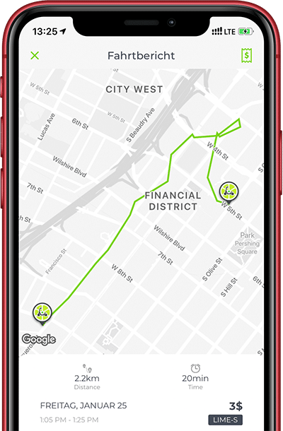 Lime bietet für seine Elektrotretroller eine App zur Buchung an